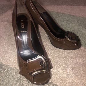 Rare Fendi Brown Patent Leather Shoes w/ Buckle